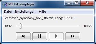 Screenshot vom MIDI-Dateiplayer